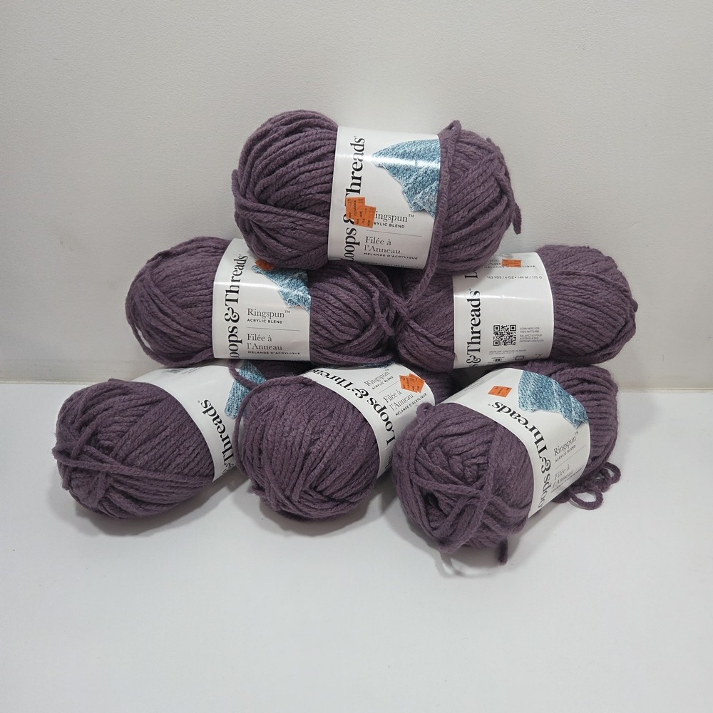 6 Loops & Threads Ringspun Yarn Grape Jam Super Bulky 6 oz